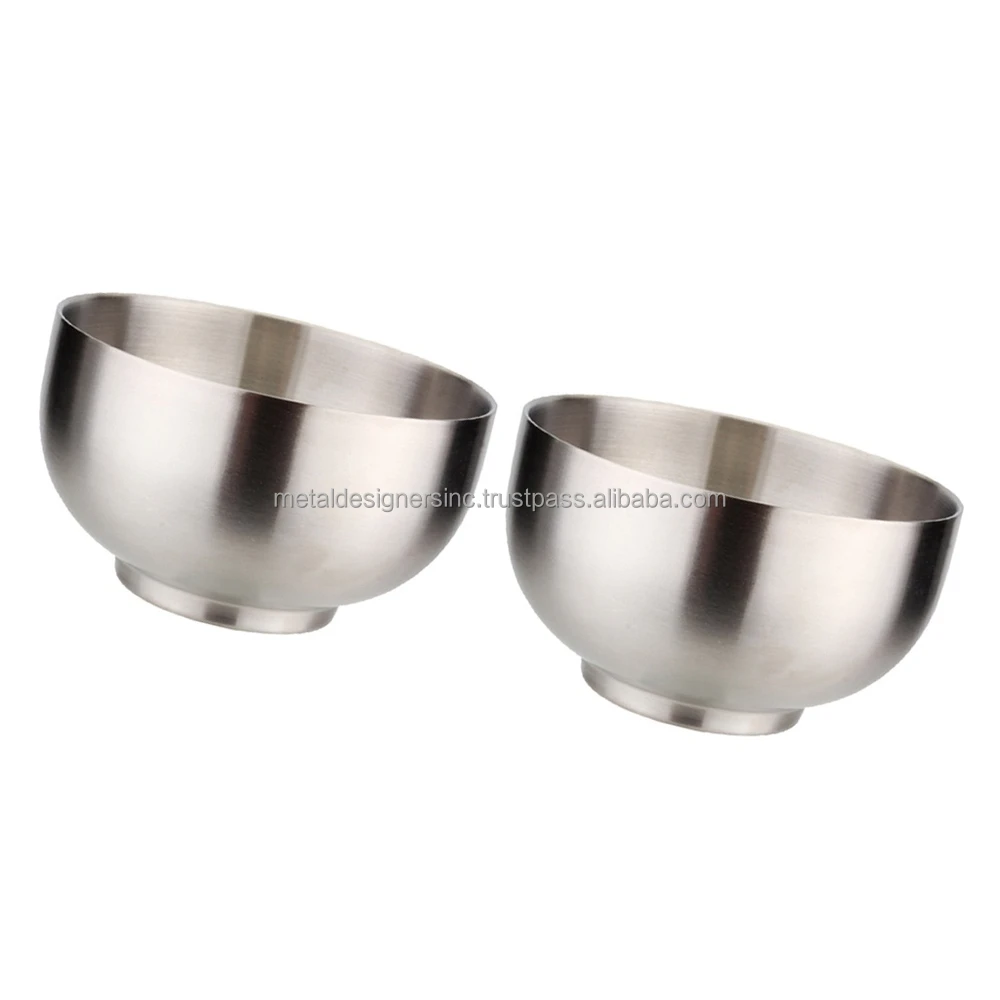 Stainless Steel Bowl Set With Insulated Double Walls For Metal Snacks tableware set