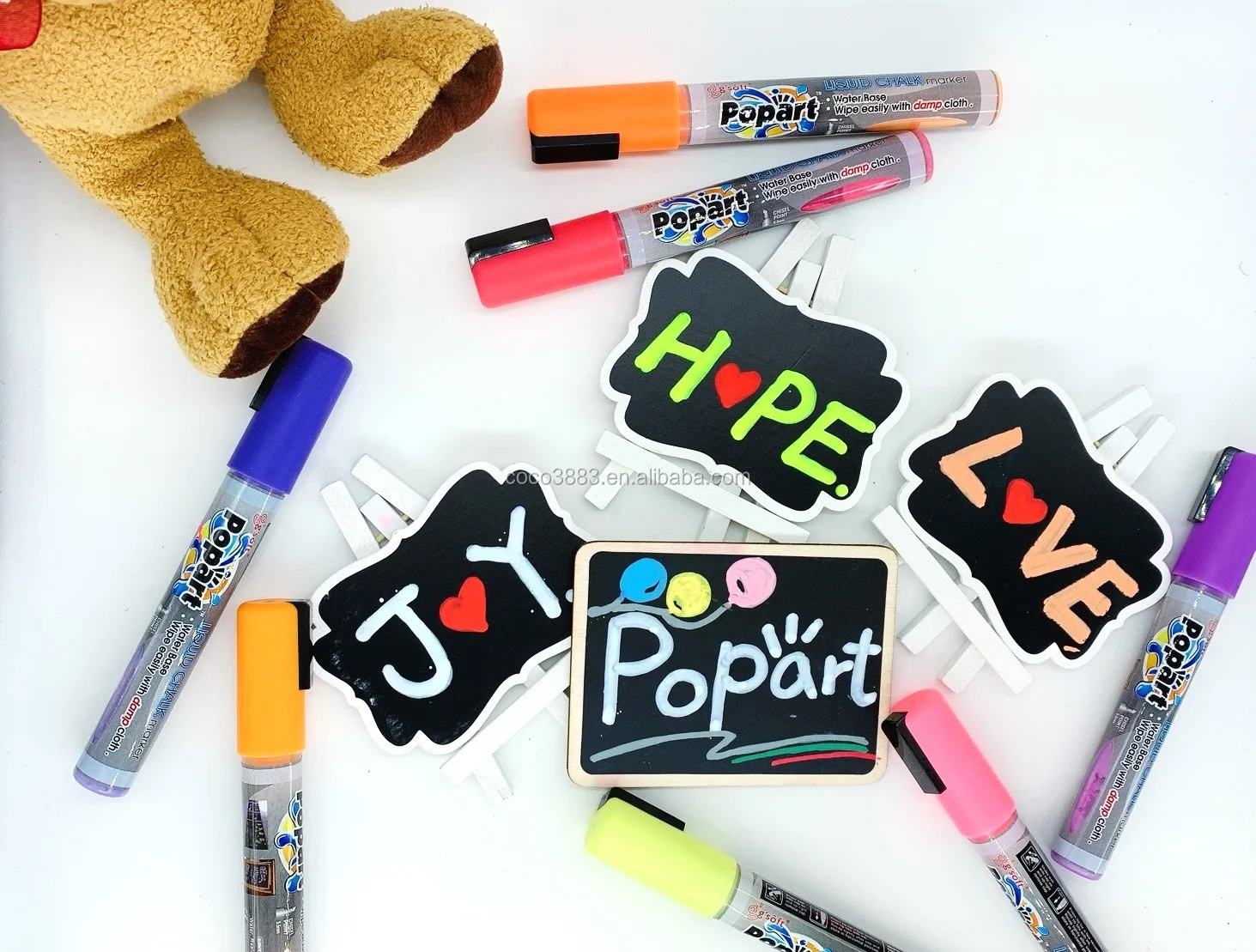 5mm Square Nib Fluorescent color Waterbased Erasable Liquid Chalk Marker 50 colors