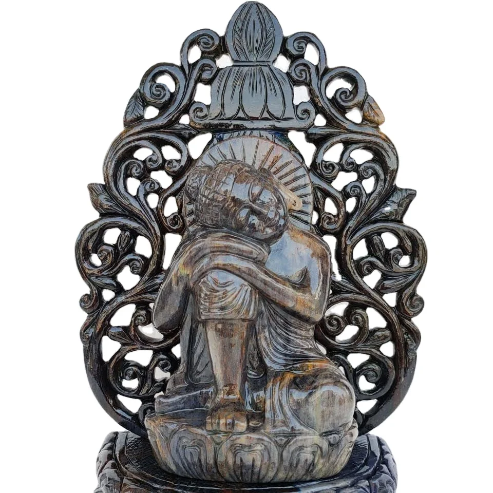 Hot Selling Blue Aventurine Buddha Statue Hand Carved Crystal Healing Stone Religious Gemstone Sculpture Carrying Crystal