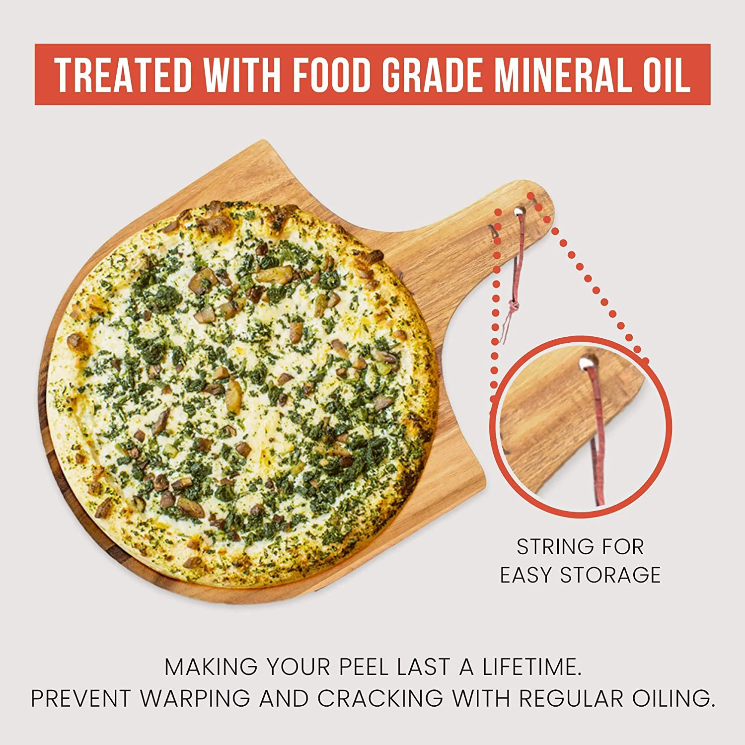 Customize Acacia Wood Pizza Board Acacia Pizza Peel with Handle Bread and Crackers Platter for Serving and Minor Food Prepare