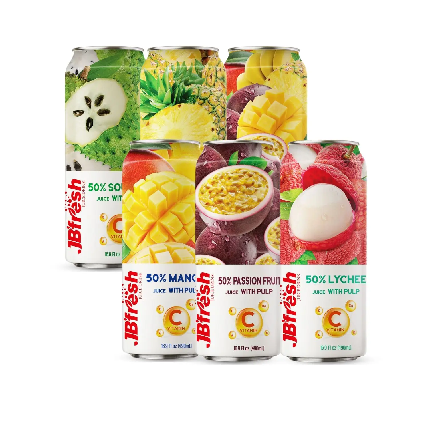 JBFresh 500 мл консервированного 50% фруктового сока с мякотью обогащают витамин С: манго страсть ананас напитки Личи-этикетка настраивается