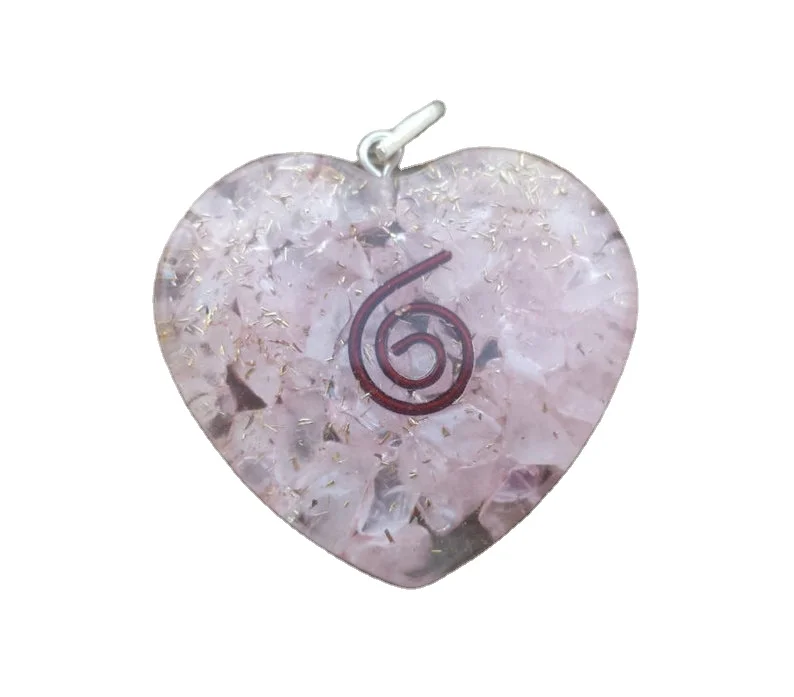 Rose Quartz Orgone Energy Pendants : Heart Shaped Orgonite Pendants : Wholesale Healing Orgone Pendants