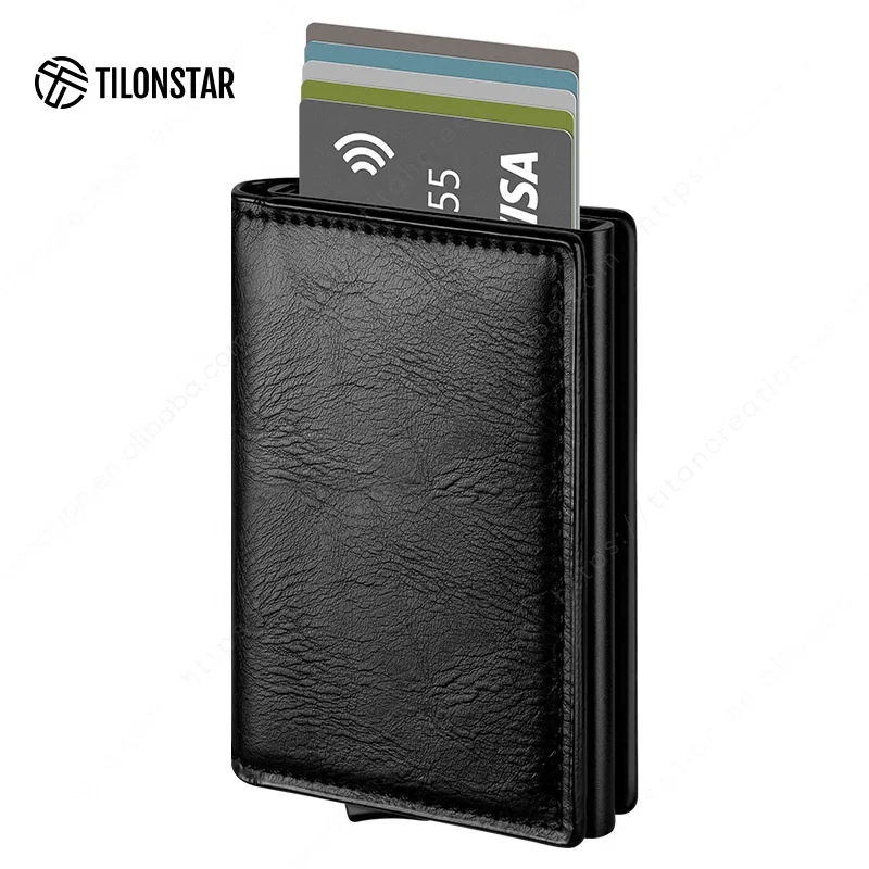 TILONSTAR TVC200 RFID блокирующий всплывающий кожаный бумажник для мужчин Чехол для карт держатель кредитных карт