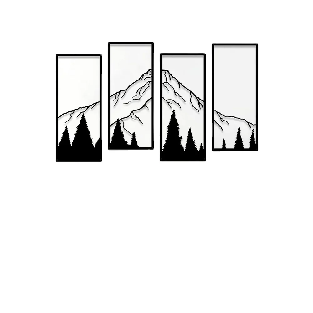 Black Color Mountains Design Wall Decor for Living Room Gold Metal Wall Decor Leaf Wall Art Modern Artwork