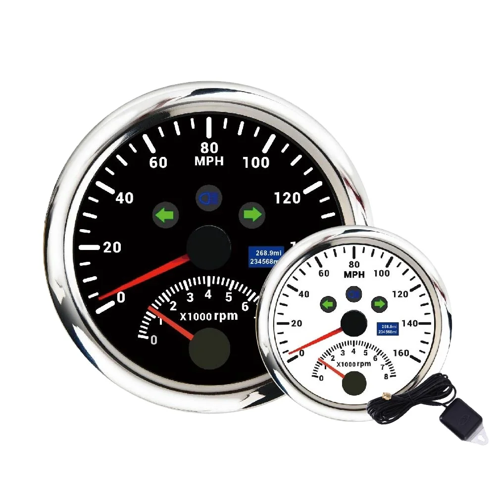 85mm IP67 Waterproof Black Faceplate Chrome RIM GPS sensor Boat Motorcycle Automobile Snowmobile GPS Speedometer Tachometer