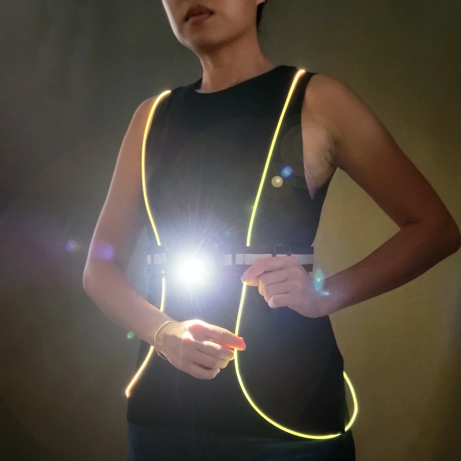 Новый высоковидимый светоотражающий светодиодный жилет перезаряжаемый с передним фонарем 200 люмен