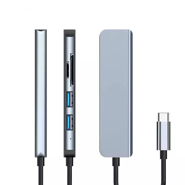 5 in 1 USB Hub 3.0 4 Ports 5Gbps USB HUB OEM Splitter Adapter SD TF Reader Computer USB Data Type C Hub Dock
