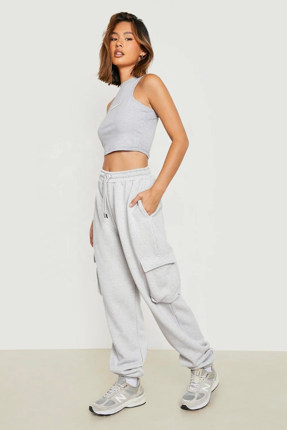 Plus Waffle Cargo Pocket Cargo Jogger lady plain color summer joggers women spring terry cotton pants casual women joggers