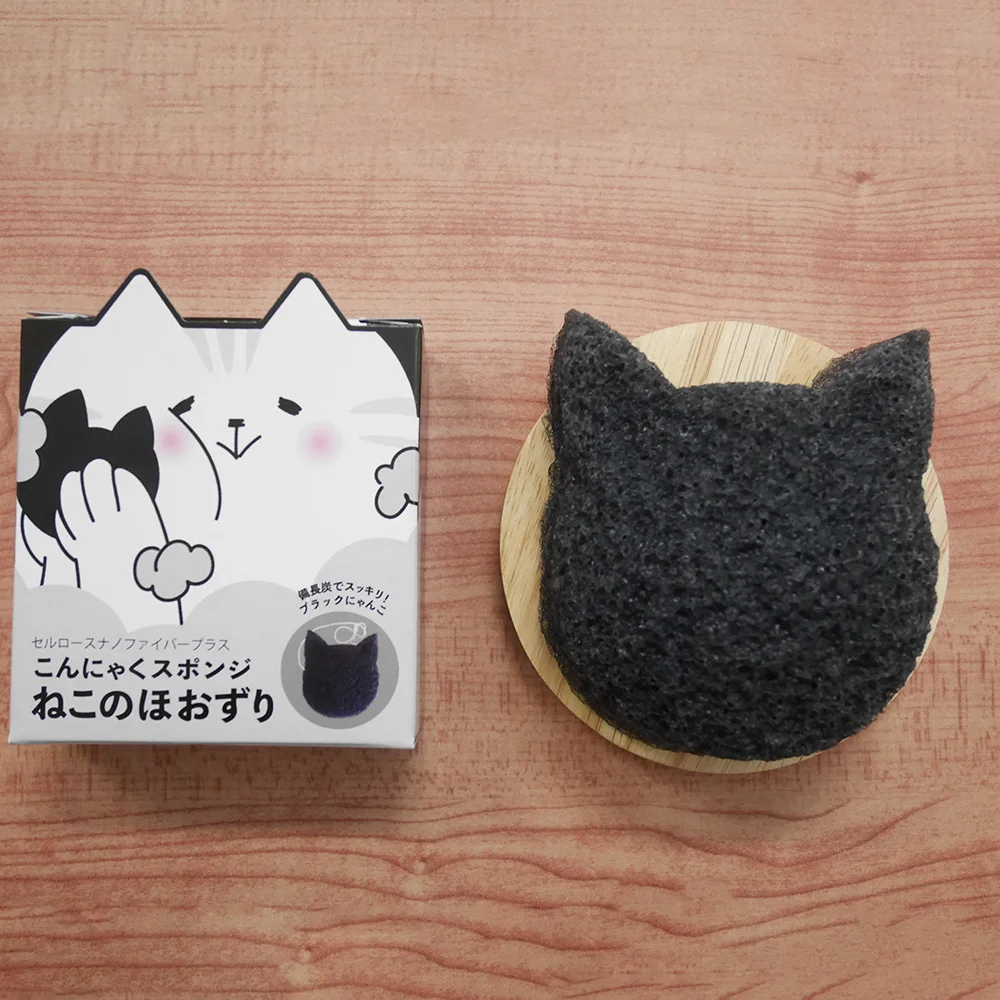 Cat Shaped Japanese Bath Sponge Wholesale High Quality Konjac Facial Cleansing Sponge