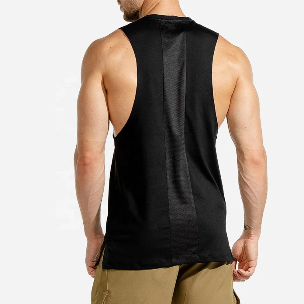 Men High Quality Mesh Panel Tank Top Side Slits Muscle Fitted Tank Top