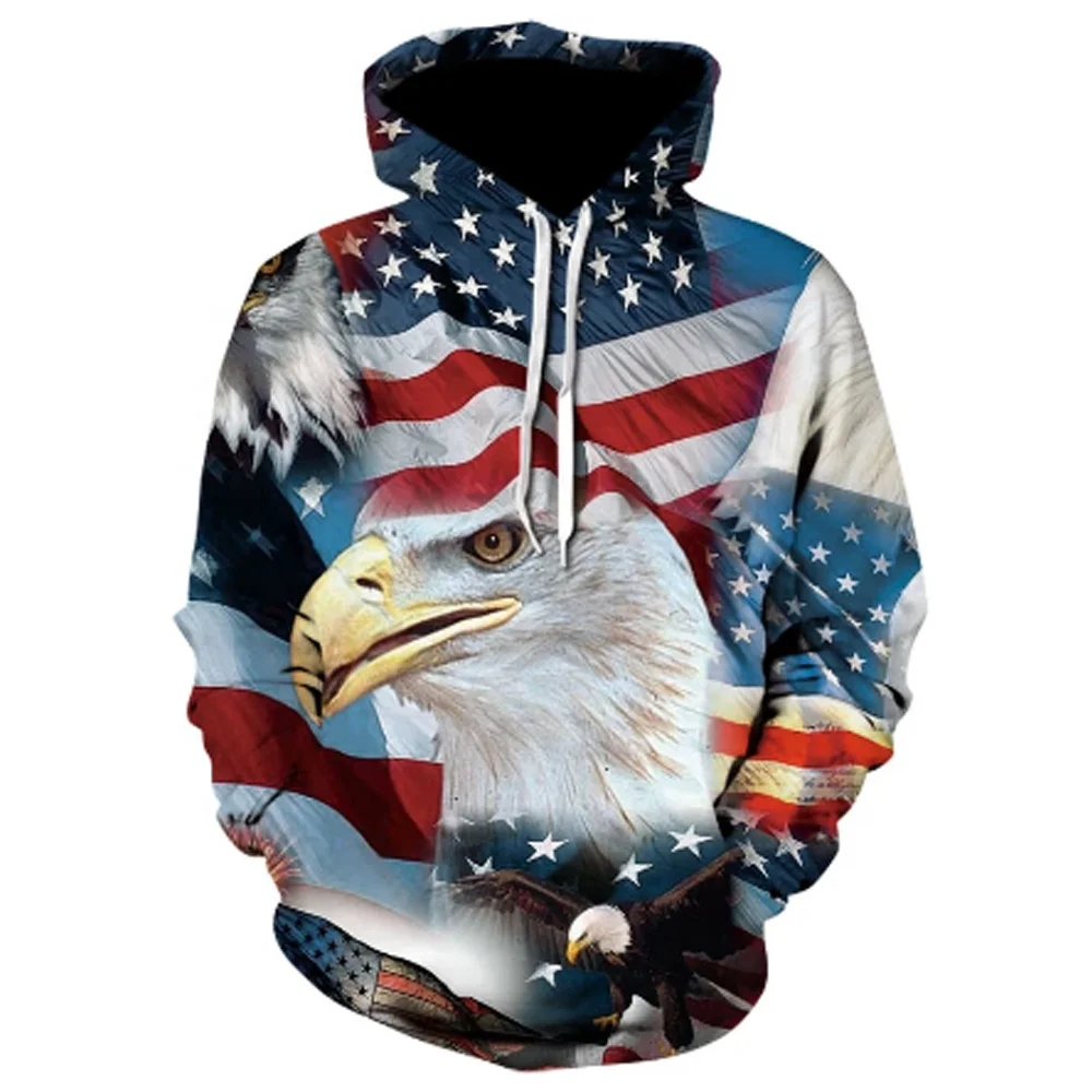 Толстовки с капюшоном флагом США Мужская Уличная одежда 3D толстовки