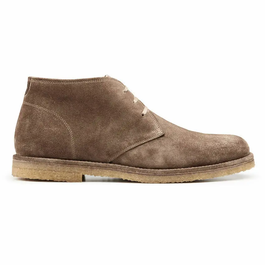 Men Handmade Boots Taupe Suede Plain Toe Leather Sole Chukka Formal Wear Shoe New