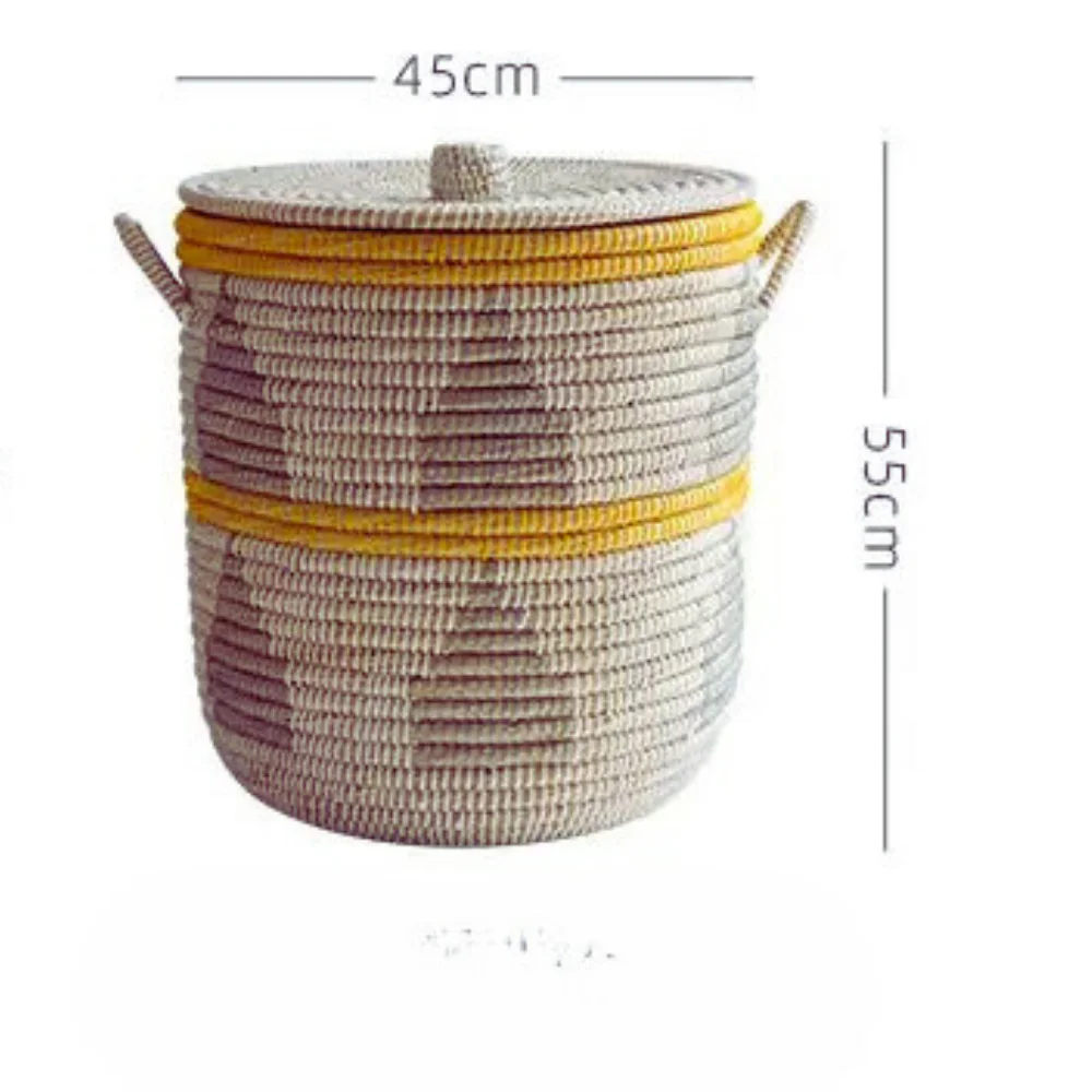 High Quality Large Seagrass Baskets with Lid Organizer for Home Hotels Kids & Laundry for Clothing Storage