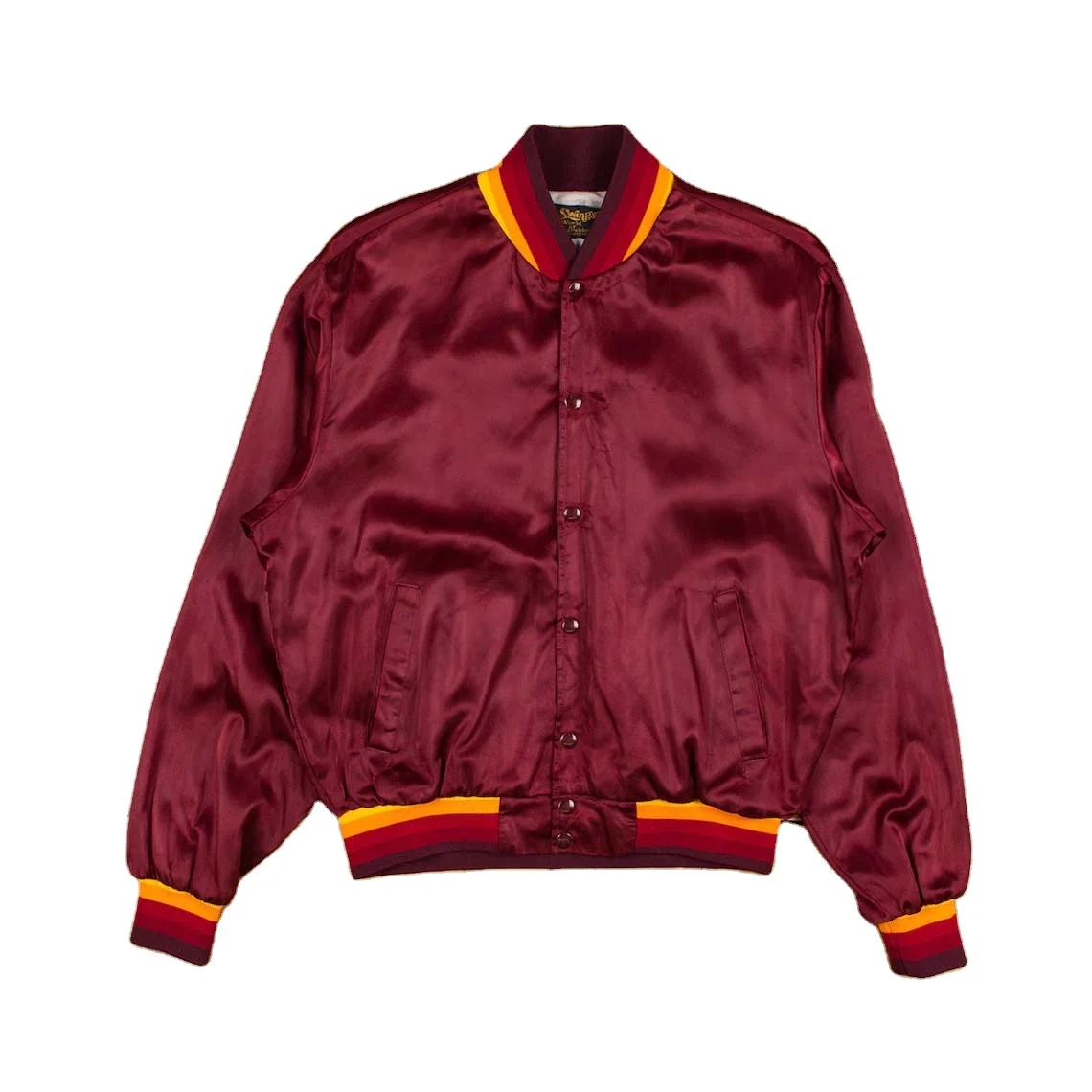Red Satin Super Quality Baseball Jacket Sports Wear Letterman College Varsity Satin Bomber Jacket