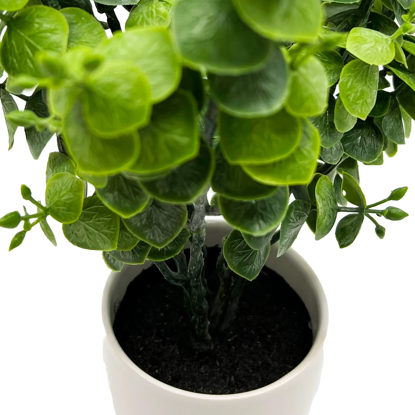 New product PE green desktop bulk wholesale artificial plants eucalyptus in cement pot luxury for home arrangements office