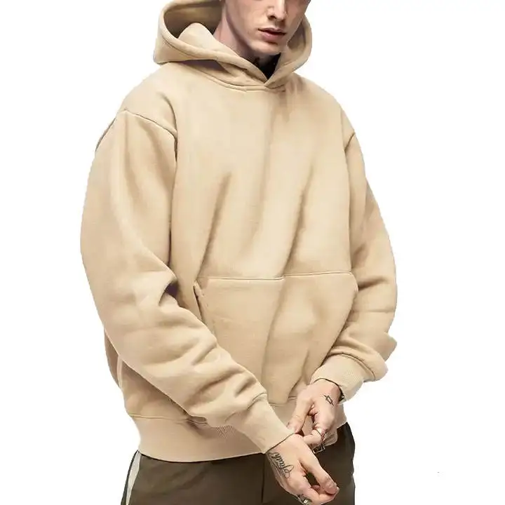 OEM Oversized Heavyweight 100% Cotton Zip up Brown Hoodie Custom Logo Streetwear Full Zip up Hoodie Puff Printing