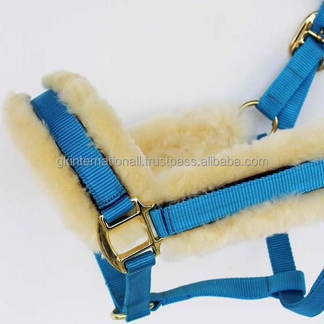 Best Selling Wholesale Manufacture horse equestrian products Light weight Mink Fleece padding nylon horse halter brass fitting