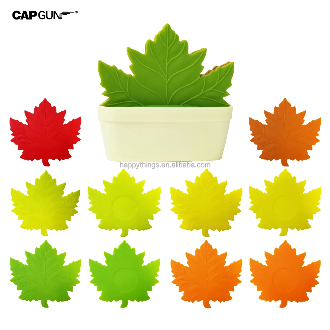 6PCS Party Decorative Artificial Maple Autumn leaves Drinking Cup Coaster set with Plant Pot Holder Stand