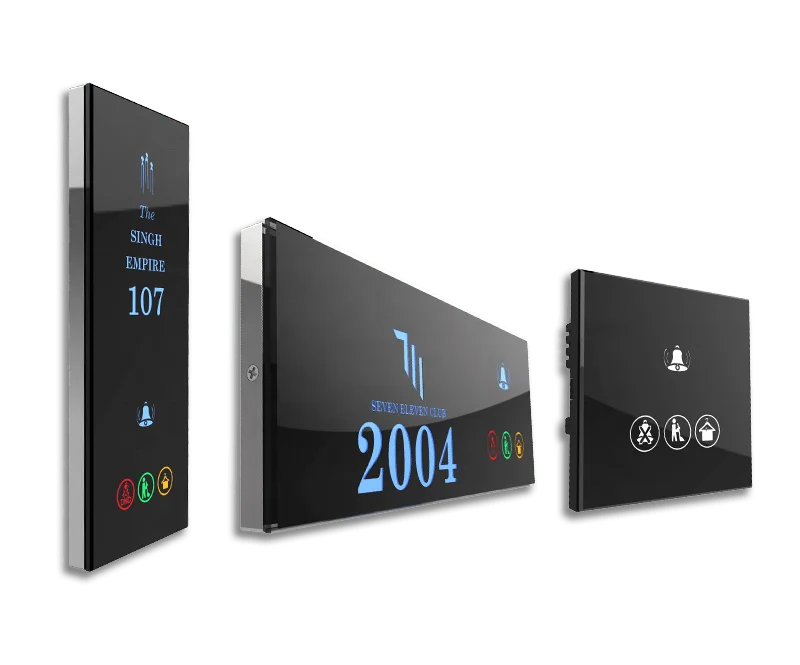 Customized Hotel Doorplate Touch Switch DND MUR Laundry Doorbell LOGO Room Number Sign Electronic Tempered glass LED Doorplate