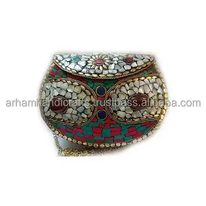 white mosaic metal clutch Handmade clutch purse best mobile holder handbag at affordable price by LUXURY CRAFTS