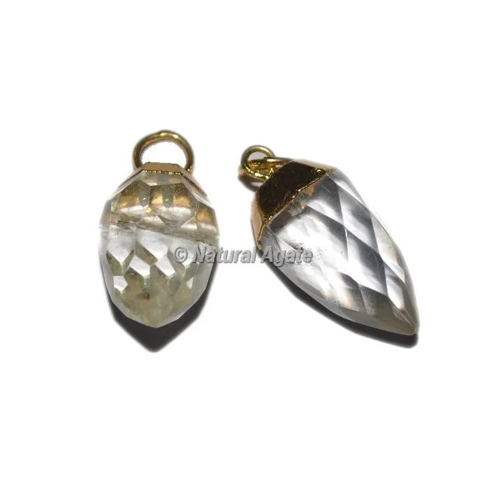 Crystal Quartz Natural Point Electroplated Necklace : Supplier of Electroplated Agate Pendants and Necklace