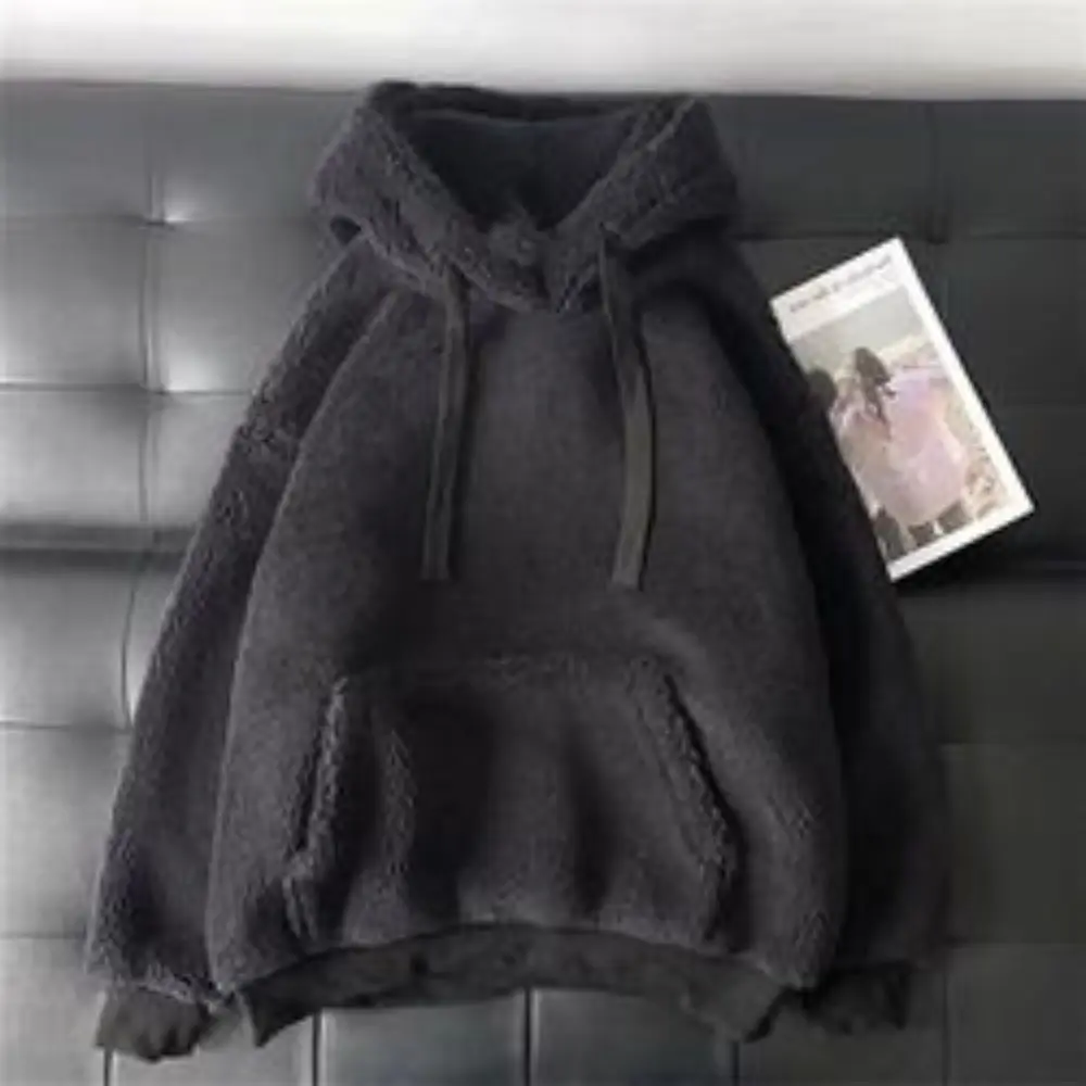 Autumn Winter Clothes Women Sweet Warm Soft Hooded Long Sleeve Casual Hoodies Lambswool Solid Sweatshirt Top Sudaderas
