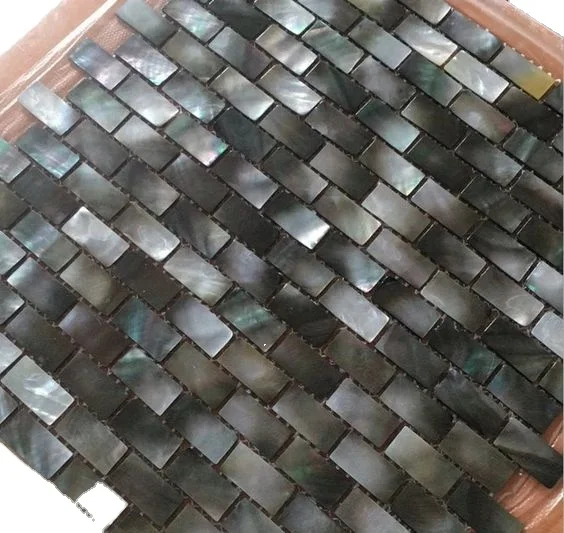 Black Lip Mother Of Pearl Brick Shell Tile For Home Interior
