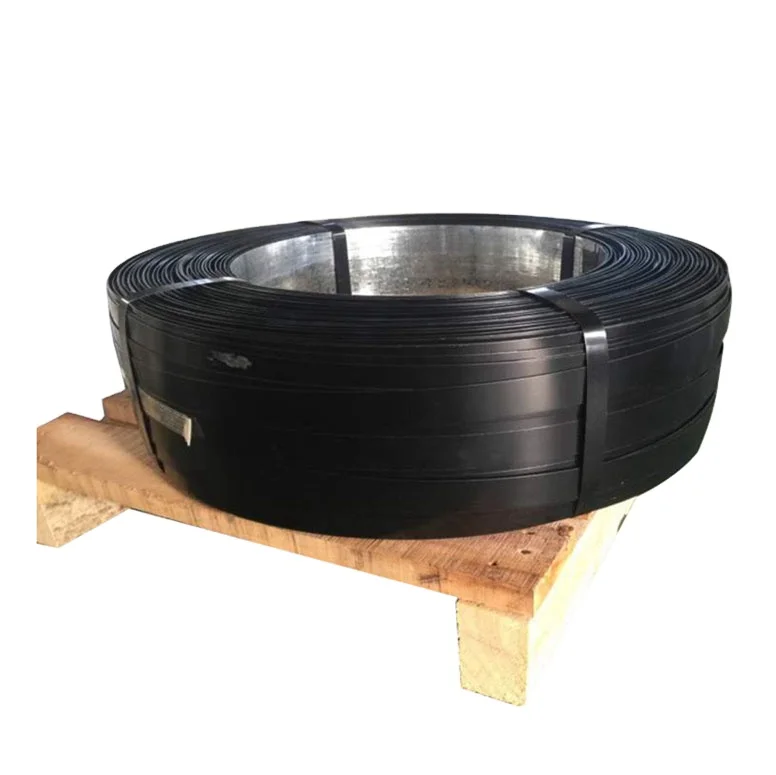 black painted steel strapping waxed metal strapping 450kgs per coil above 900Mpa steel strip regular duty packing band