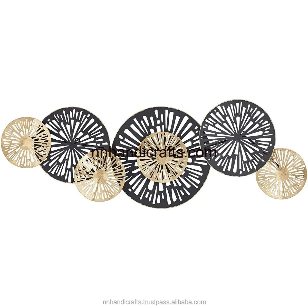 Industrial Metal Iron Golden Powder Coated Brass Round Perforated Murals Accent Decorative Accents For Dining Room Restaurant Ki