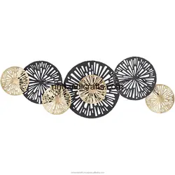 Industrial Metal Iron Golden Powder Coated Brass Round Perforated Murals Accent Decorative Accents For Dining Room Restaurant Ki