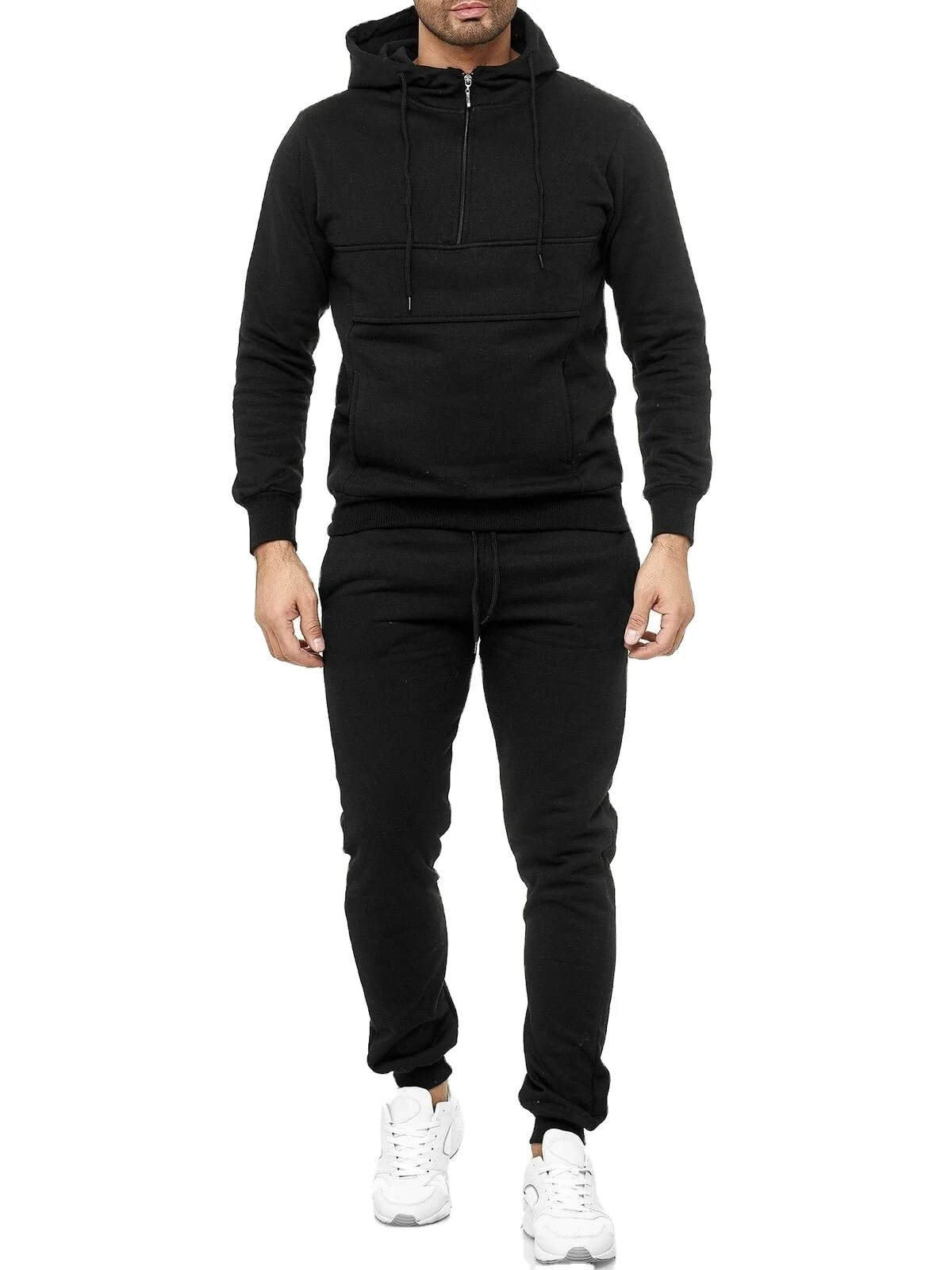 Black Color Boys Outdoor Cotton Fleece Fitness Wear Slim Fit Tracksuits Simple Decent Sweat Suits BY XAPATA SPORTS
