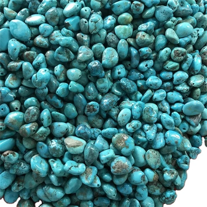 Natural compressed turquoise nugget beads for making jewellery