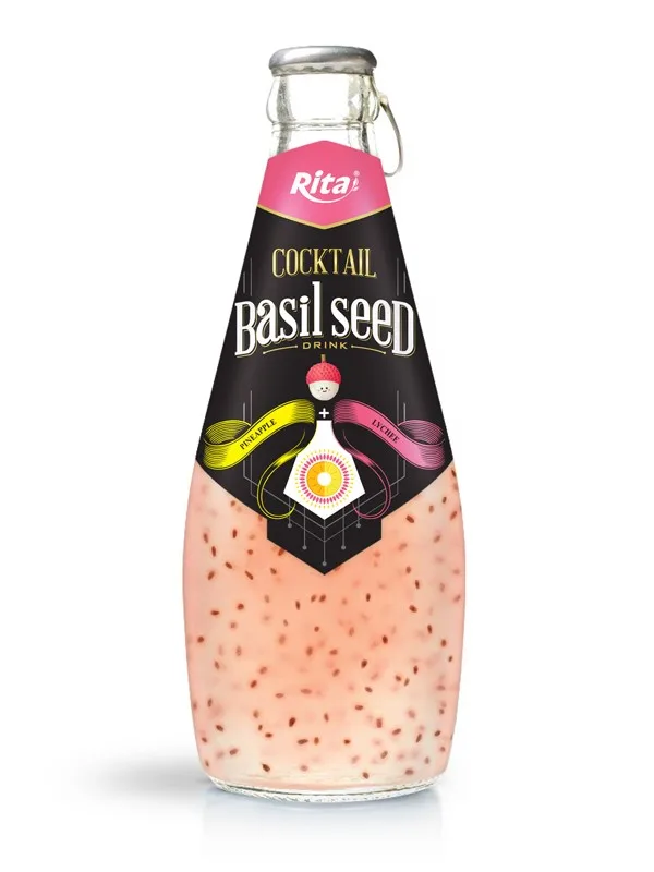 Natural Basil Seed and Fresh Fruit Juice Mixed Flavor Tropical Manufacture Custom Made OEM /Rita  Basil Seed Drink