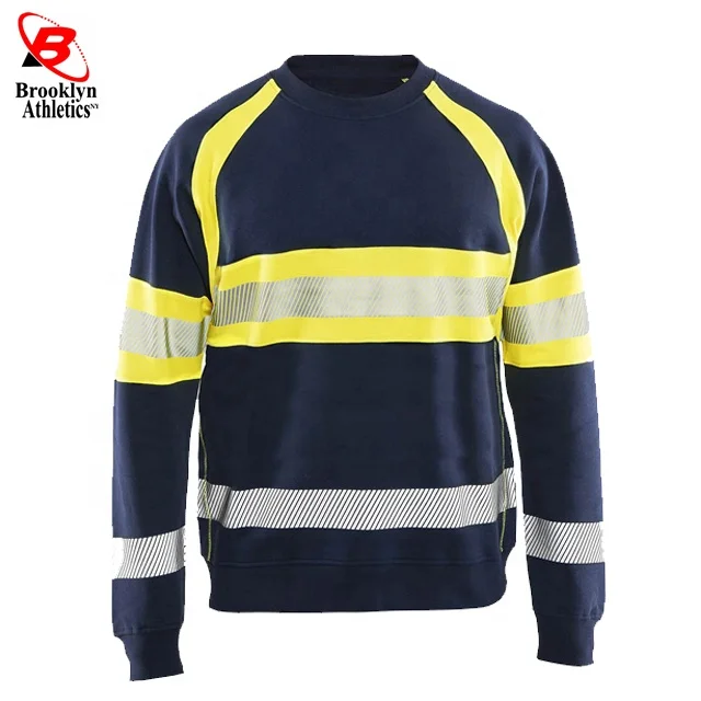 Reflective Safety High Visibility Long Sleeve Shirts ANSI Class 2 Hi Vis Construction Work T-shirts for Men