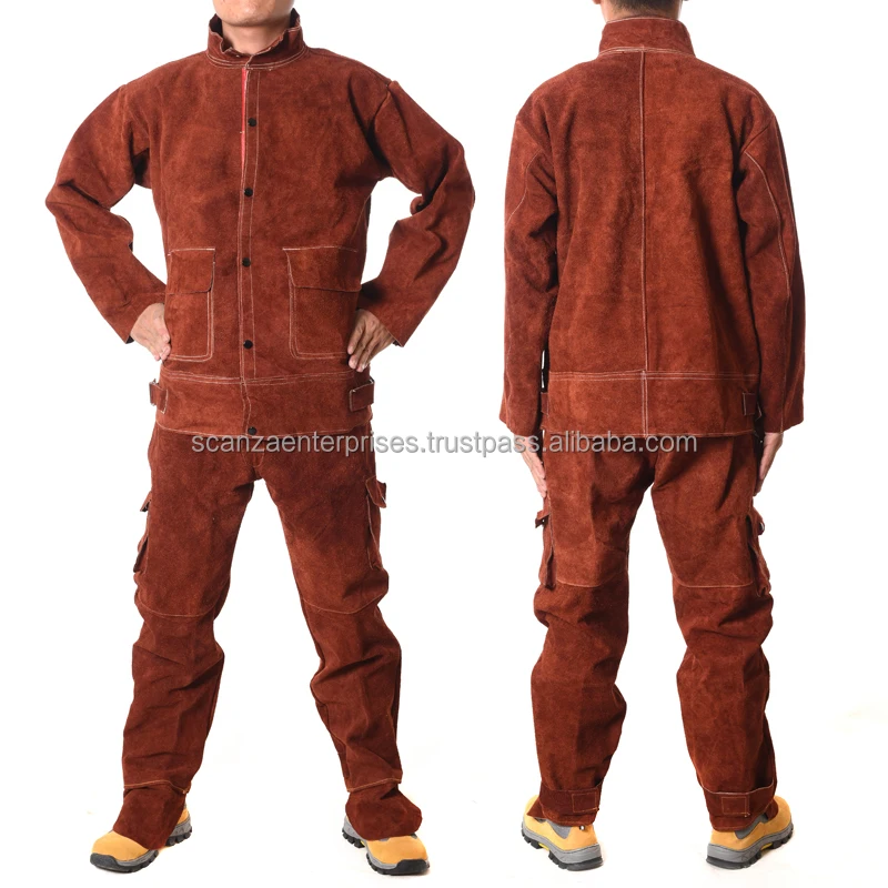Leather Welding Suit Top Selling Custom Logo Factory Leather Welders Mig Tig Jacket Protective Welding Suit