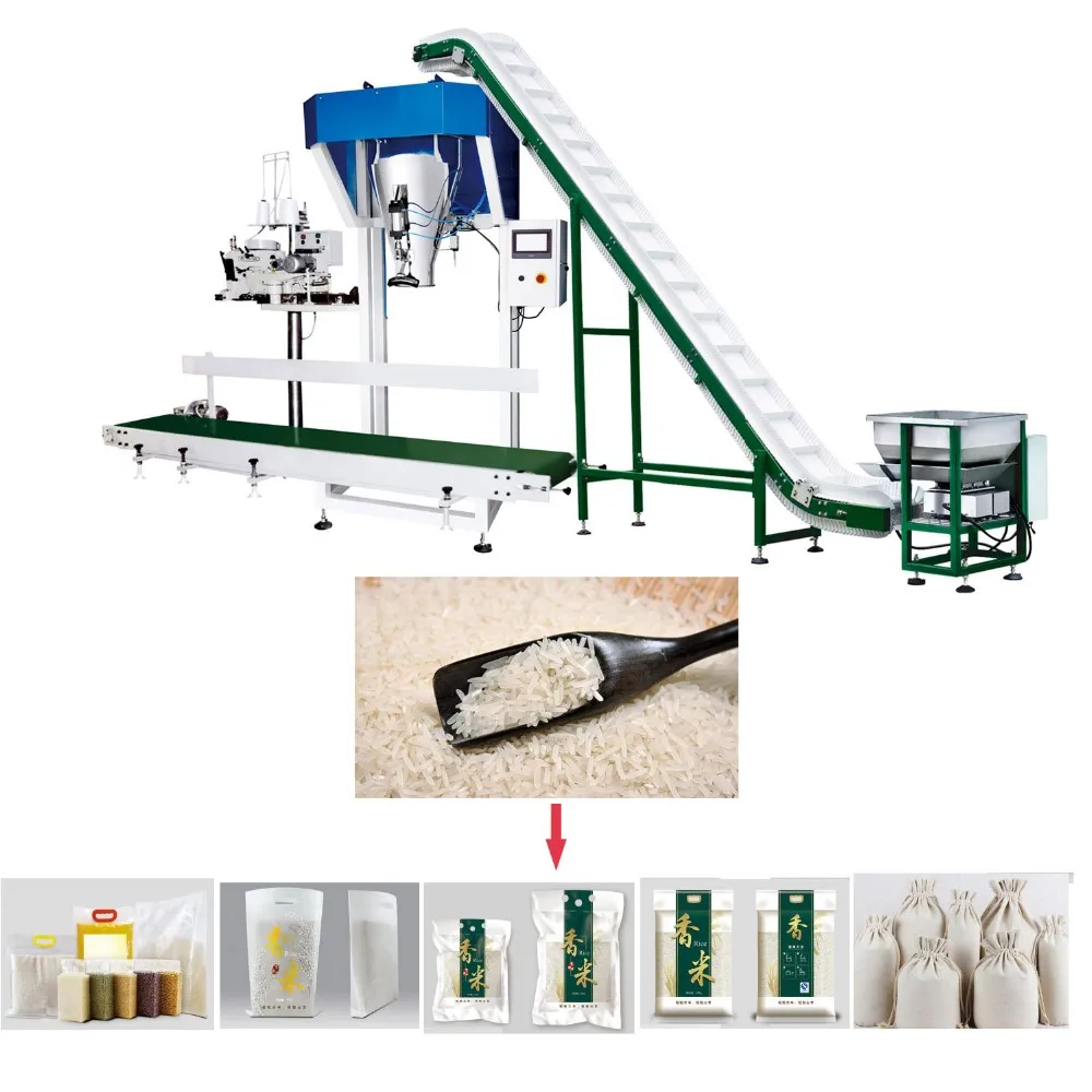 Easy to operation bulk linear weigher sewing machine packaging system belt conveyor for corn soybeans