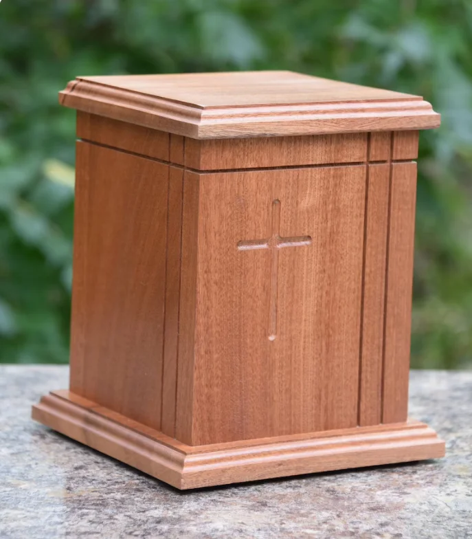 Manufacture direct sale wooden funeral cremation urn for human ashes from Vietnam