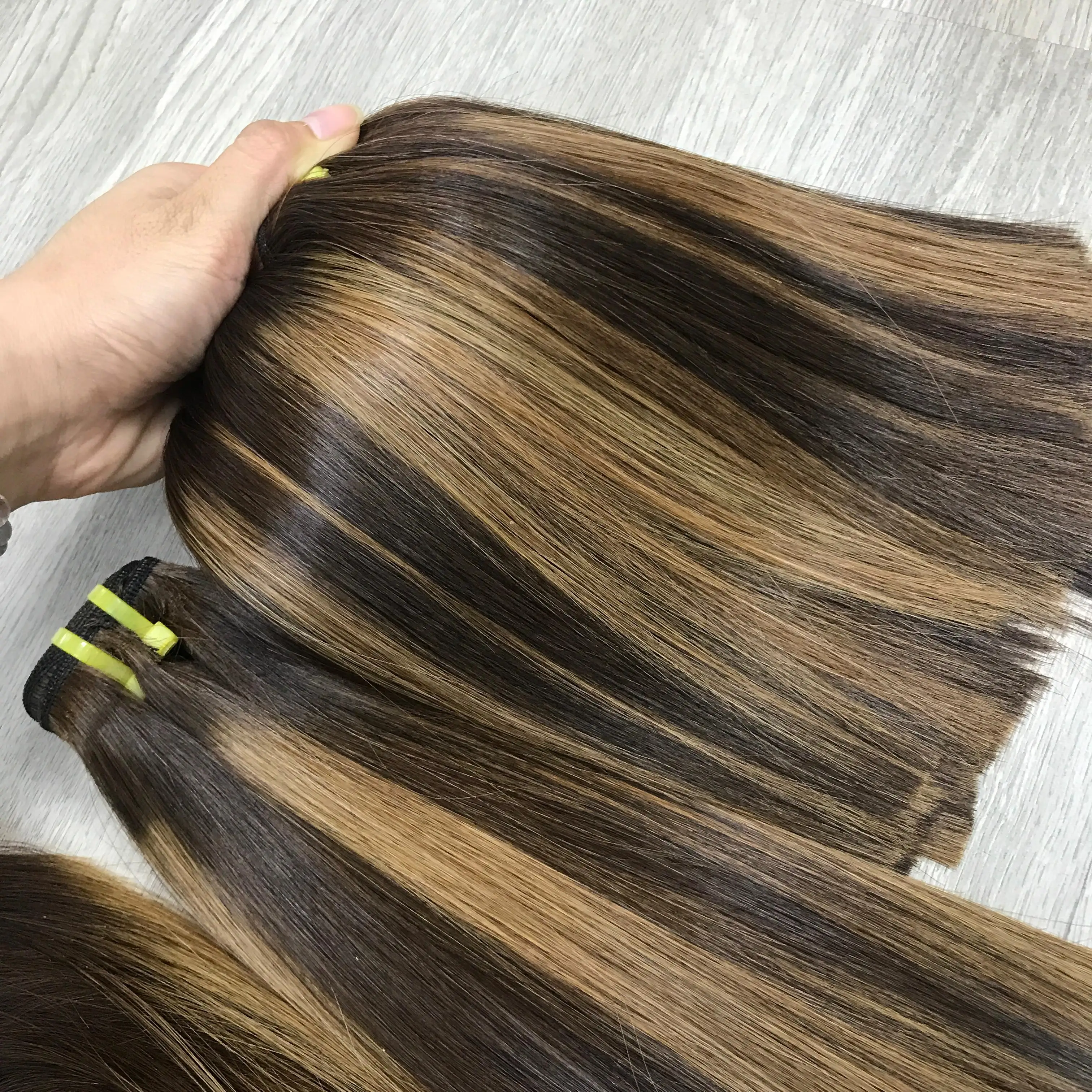 Piano Dark Brown Bone Straight Vietnamese Hair, 100% Raw Virgin Hair Natural Straight Factory Price, Hair Extensions