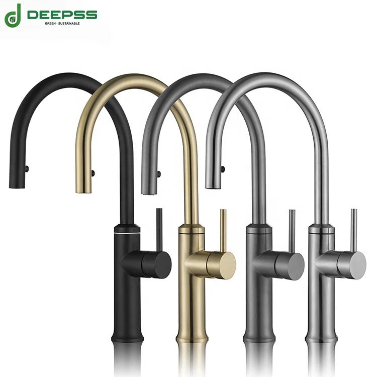 DEEPSS copper brushed nickel cheap price pull out waterfall sprayer stainless steel kitchen faucet tap for kitchen sink