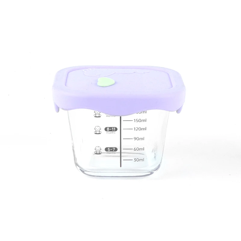 Wholesale Children Silicone Complementary Food Bowl Toddler Solid Glass Lunch Box Baby Glass Feeding Bowl