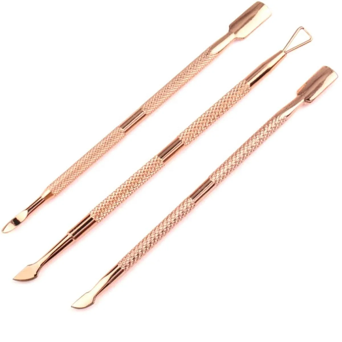 3pcs Gold Cuticle Peeler Scraper Remove Gel Nail Polish and Cuticle Pusher and Spoon Nail Cleaner Durable Pedicure Manicure Tool