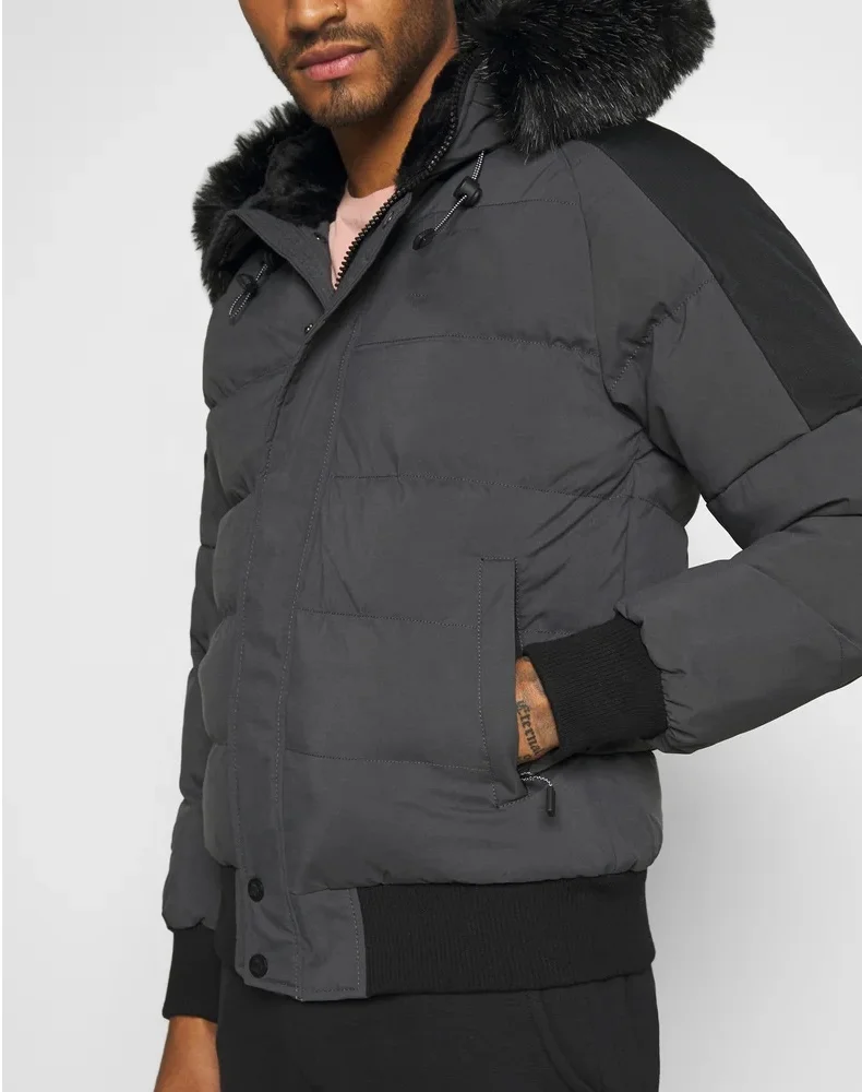 Pakistani Manufacturer Men Quilted Bubble Jackets Turn Down Collar Long Sleeve Waterproof Jacket For Sale