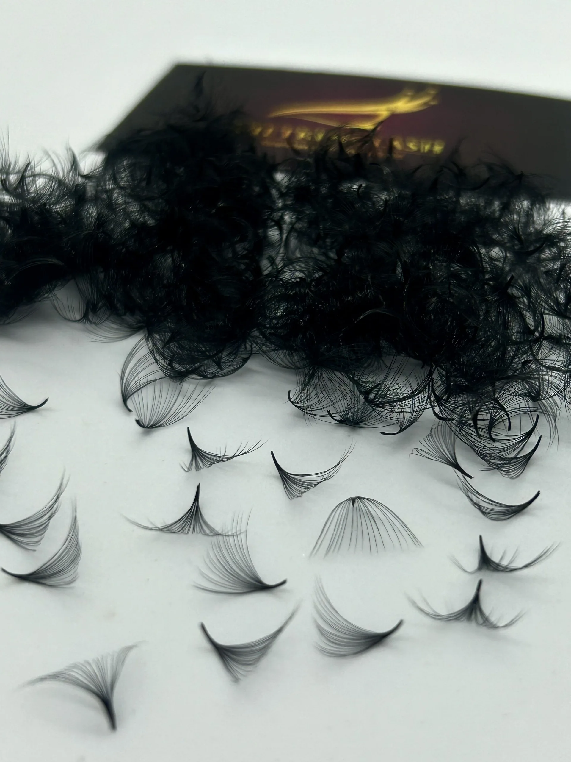 Wholesale 20D Short Stem 12mm 15mm Premade Fans Eyelash Extensions Custom Logo Russian Lash Extensions for Salons