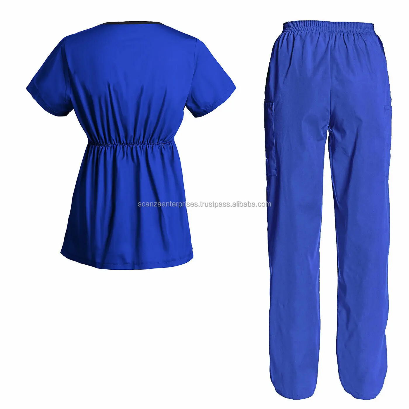 Hot Sale New Designs 3 Pockets Medical Nurse Scrub Uniforms for Hospital Staff Top Clothing Black Print Cotton