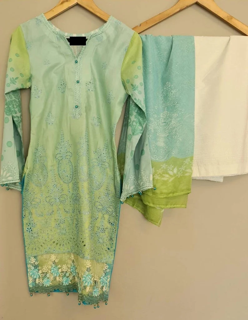 Indian Pakistani Heavy Embroidery Work Suit Ready Made Shalwar Kameez clothes Hot Selling Dress 2021