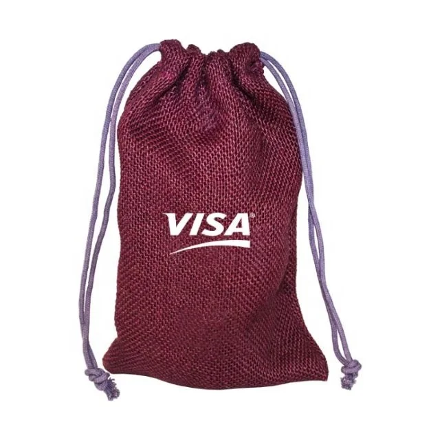 Eco friendly customized quality printed burlap jute drawstring bag High Quality Wholesale Hessian Drawstring Gift Bag