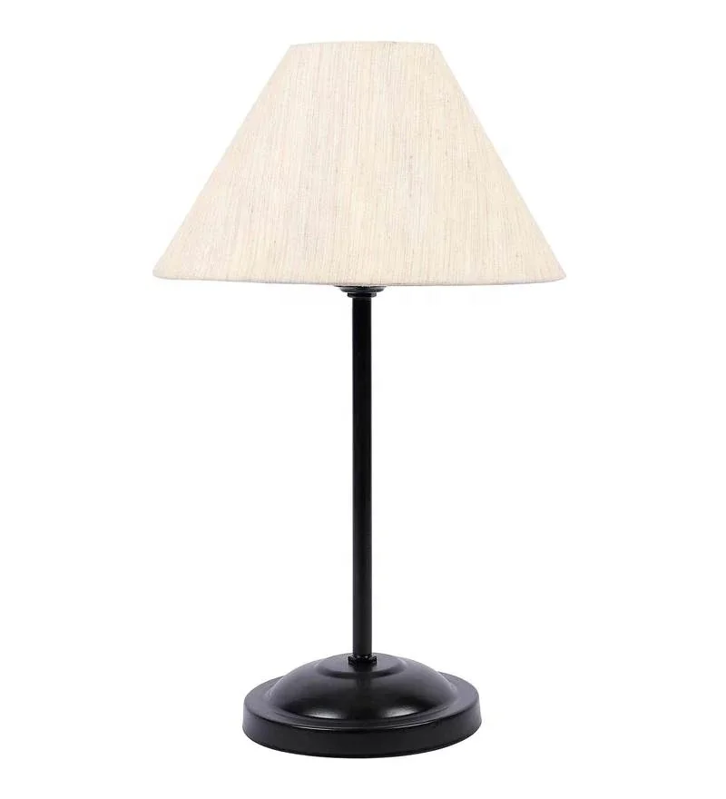 Best Quality Modern Black Color Metal Lamp With Off White Drum Shade .