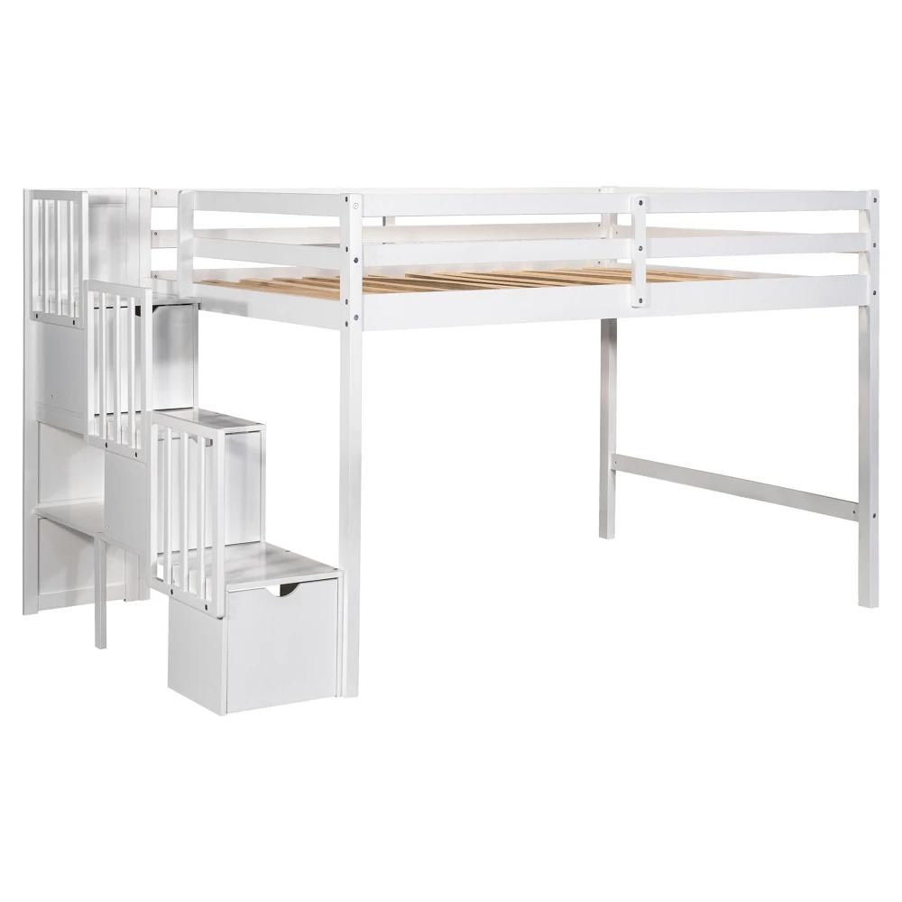 TNT Modern Design Wooden Bunk Bed with Convenient Ladder for Bedroom Furniture Storage