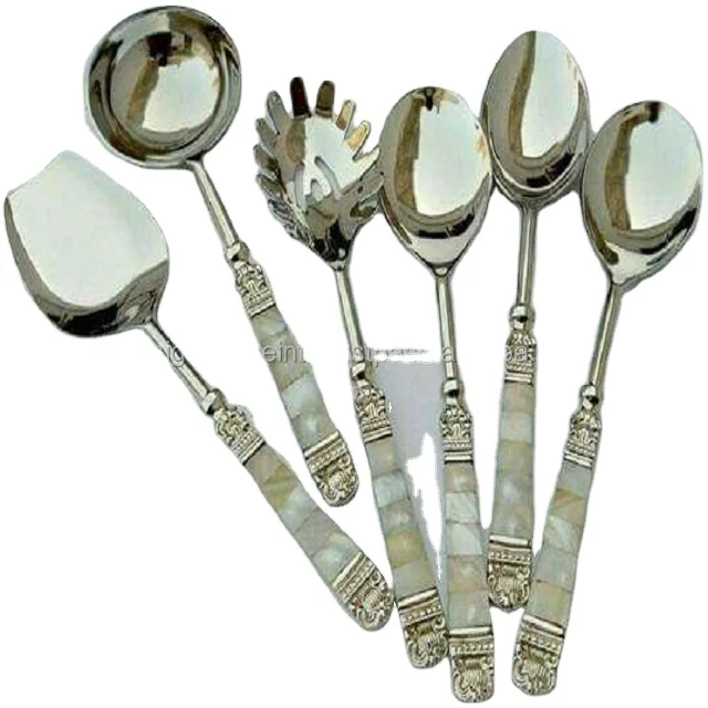 Stylish steel and mother of pearl spoon for having meal with reasonable price