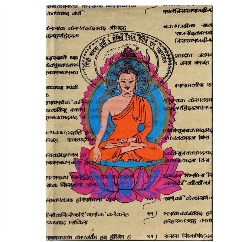 Handmade Paper Journal Diary Notebook hand made cotton vintage paper journals buddha print paper note book pocket journals